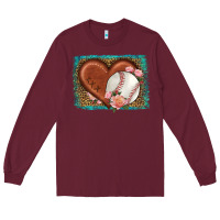 Burgundy western leopard baseball heart Long Sleeve Tee - HRA Design Shop