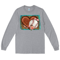 Heather Grey western leopard baseball heart Long Sleeve Tee - HRA Design Shop