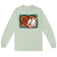 Matcha western leopard baseball heart Long Sleeve Tee - HRA Design Shop