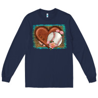 Navy western leopard baseball heart Long Sleeve Tee - HRA Design Shop