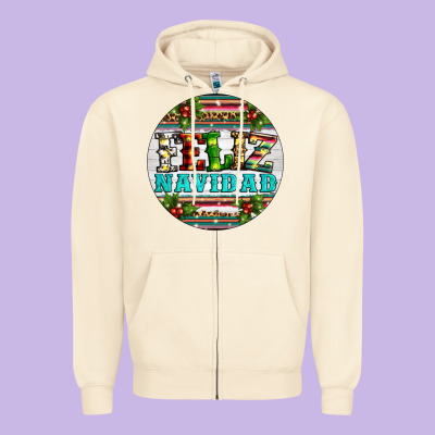 Christmas Feliz Navidad Zipper Hoodie Designed By Artiststas