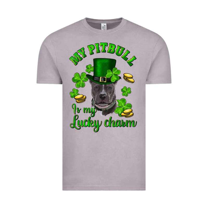 St Patricks Day My Pitbuli My Lucky Charm With Hat Vintage Tee by RanaPortraitStore | Teevron