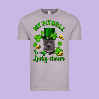 St Patricks Day My Pitbuli My Lucky Charm With Hat Vintage Tee Designed By Ranaportraitstore