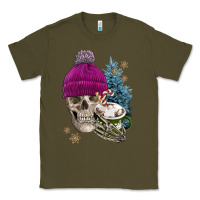 Army Green winter skeleton skull Classic Tee - FaDigitalArtStudio