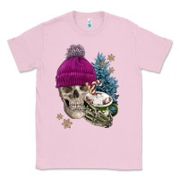 Bubblegum Pink winter skeleton skull Classic Tee - FaDigitalArtStudio