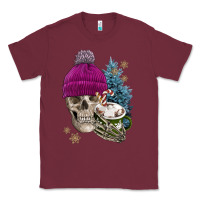 Burgundy winter skeleton skull Classic Tee - FaDigitalArtStudio