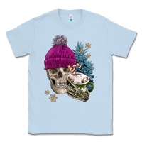 Dusty Blue winter skeleton skull Classic Tee - FaDigitalArtStudio