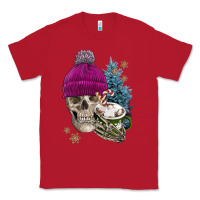 Red winter skeleton skull Classic Tee - FaDigitalArtStudio