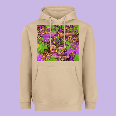 Mardi Gras Carnival Masks And Fleur De Lis Heavyweight Hoodie Designed By Jasminsmagicworld