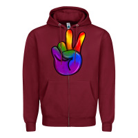 Burgundy pride peace hand Zipper Hoodie - JahusDesignShop