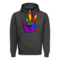 Charcoal Heather pride peace hand Zipper Hoodie - JahusDesignShop