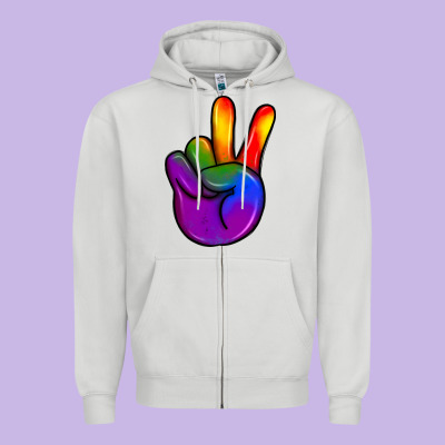 Pride Peace Hand Zipper Hoodie Designed By Jahusdesignshop