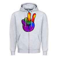 Heather Grey pride peace hand Zipper Hoodie - JahusDesignShop