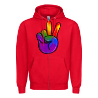 Red pride peace hand Zipper Hoodie - JahusDesignShop