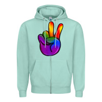 Seafoam pride peace hand Zipper Hoodie - JahusDesignShop