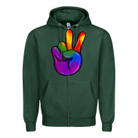 Sports Green pride peace hand Zipper Hoodie - JahusDesignShop