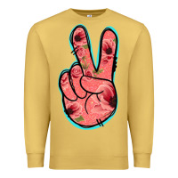 Antique Gold Pink Floral Glitter Peace Sign Premium Sweatshirt - Jasminsmagicworld