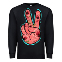 Black Pink Floral Glitter Peace Sign Premium Sweatshirt - Jasminsmagicworld