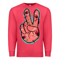 Cardinal Pink Floral Glitter Peace Sign Premium Sweatshirt - Jasminsmagicworld