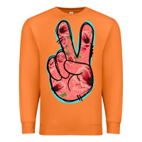 Carrot Pink Floral Glitter Peace Sign Premium Sweatshirt - Jasminsmagicworld