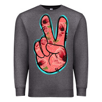 Charcoal Heather Pink Floral Glitter Peace Sign Premium Sweatshirt - Jasminsmagicworld