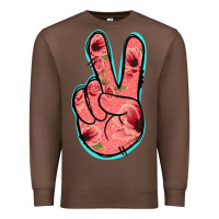 Chestnut Pink Floral Glitter Peace Sign Premium Sweatshirt - Jasminsmagicworld