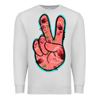 Dove Grey Pink Floral Glitter Peace Sign Premium Sweatshirt - Jasminsmagicworld