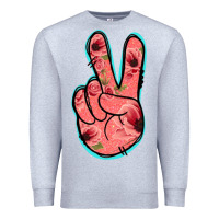 Heather Grey Pink Floral Glitter Peace Sign Premium Sweatshirt - Jasminsmagicworld
