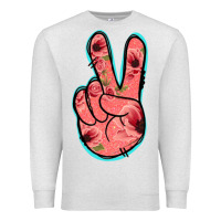 Oatmeal Heather Pink Floral Glitter Peace Sign Premium Sweatshirt - Jasminsmagicworld