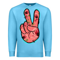 Ocean Blue Pink Floral Glitter Peace Sign Premium Sweatshirt - Jasminsmagicworld