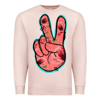 Pale Pink Pink Floral Glitter Peace Sign Premium Sweatshirt - Jasminsmagicworld