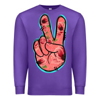 Purple Pink Floral Glitter Peace Sign Premium Sweatshirt - Jasminsmagicworld