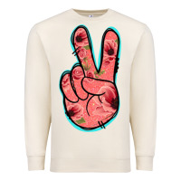 Sandshell Pink Floral Glitter Peace Sign Premium Sweatshirt - Jasminsmagicworld