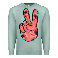 Seafoam Pink Floral Glitter Peace Sign Premium Sweatshirt - Jasminsmagicworld