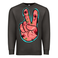 Smoke Pink Floral Glitter Peace Sign Premium Sweatshirt - Jasminsmagicworld