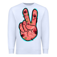 White Pink Floral Glitter Peace Sign Premium Sweatshirt - Jasminsmagicworld