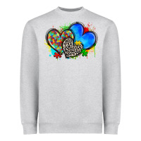 Heather Grey autism hearts Heavyweight Sweatshirt - Zillion Design Studio
