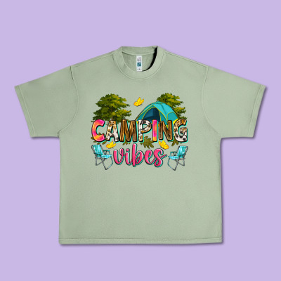 Camping Vibes Urban Heavy Tee Designed By Zillion Design Studio