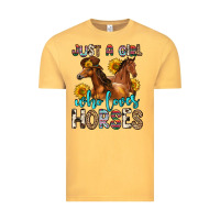 Vintage Mustard just a girl who loves horses Vintage Tee - Zillion Design Studio