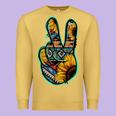 Aztec Sunflower Peace Sign Premium Sweatshirt Designed By Jasminsmagicworld
