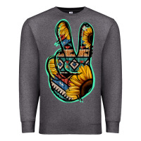 Charcoal Heather Aztec Sunflower Peace Sign Premium Sweatshirt - Jasminsmagicworld