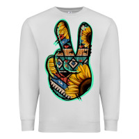 Dove Grey Aztec Sunflower Peace Sign Premium Sweatshirt - Jasminsmagicworld