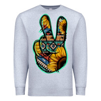 Heather Grey Aztec Sunflower Peace Sign Premium Sweatshirt - Jasminsmagicworld