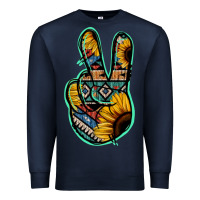 Navy Aztec Sunflower Peace Sign Premium Sweatshirt - Jasminsmagicworld