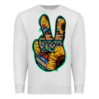 Oatmeal Heather Aztec Sunflower Peace Sign Premium Sweatshirt - Jasminsmagicworld