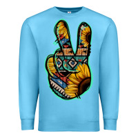 Ocean Blue Aztec Sunflower Peace Sign Premium Sweatshirt - Jasminsmagicworld