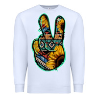 White Aztec Sunflower Peace Sign Premium Sweatshirt - Jasminsmagicworld