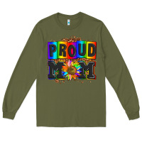 Army Green proud mom with sunflower Long Sleeve Tee - AdoDesignShop