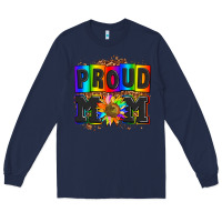Navy proud mom with sunflower Long Sleeve Tee - AdoDesignShop