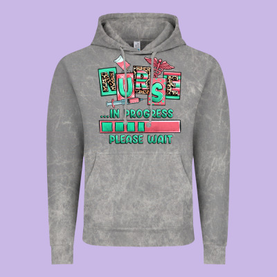Nurse In Progress Please Wait Vintage Hoodie Designed By Ranaportraitstore